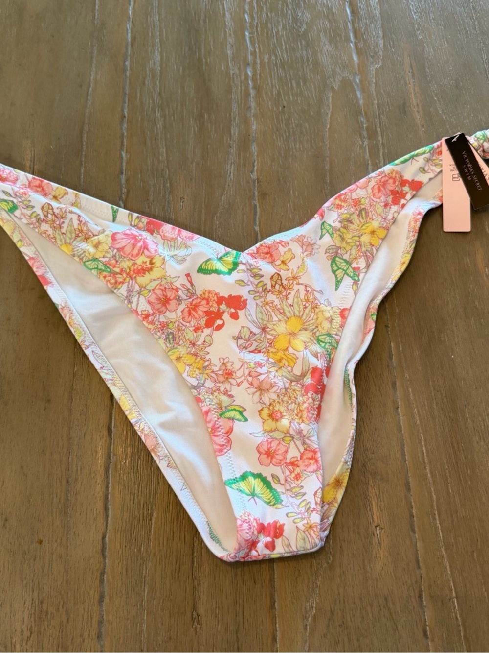 Victoria's Secret Floral Swim Bottoms in White, Pink & Green